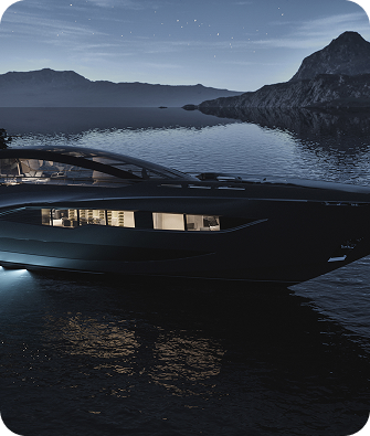 yacht in night 